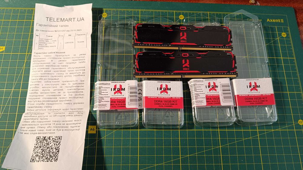 ОЗП GoodRAM DDR4 16GB (2x8GB) 3200Mhz Iridium X Black