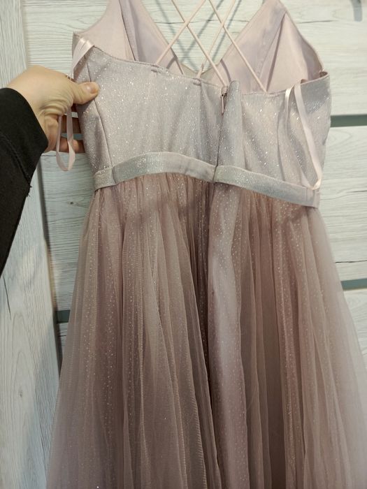 Sukienka z tiulem maxi 36 świadkowa ekstra+gratis