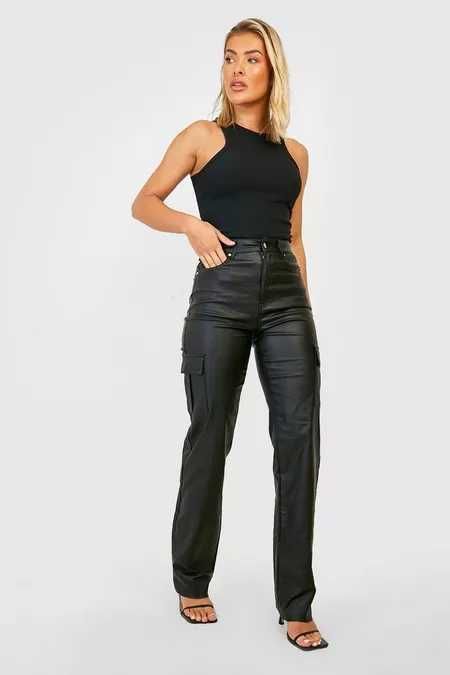 Jeansy damskie cargo, wysoki stan,u rozmiar 40