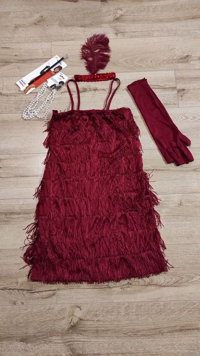 Strój retro 5 elementów lata 20 retro bal karnawał rozmiar M