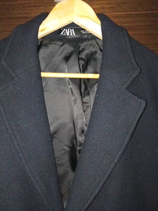 Zara nowy płaszcz męski 54% wełna M granatowy