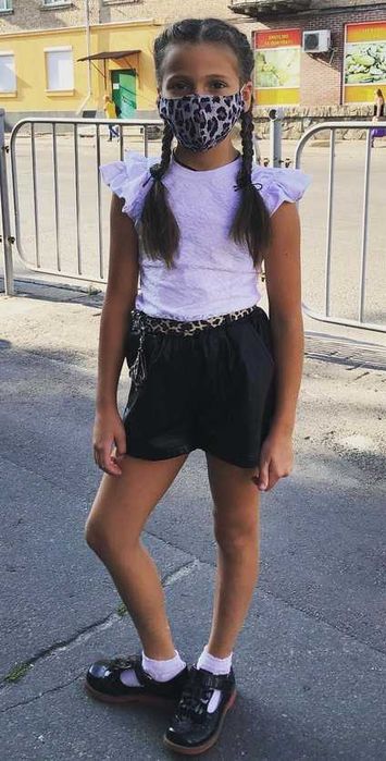 шорты из эко кожи, 140-146