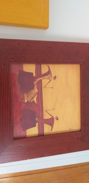 Conjunto de 3 quadros pintura arte africano