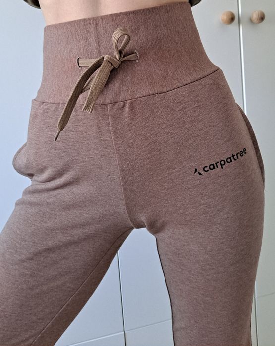 Spodnie sportowe Carpatree dresowe damskie, brązowe dresy XS