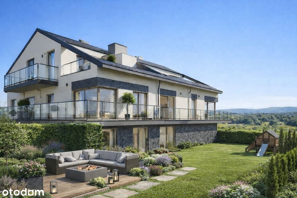Ogród 200 m2 , taras 70 m2 Nowe Mieszkania Ślichowice.