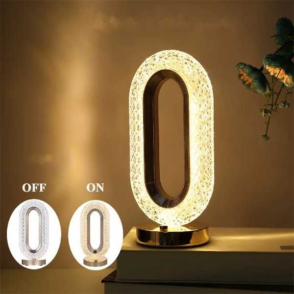 Candeeiro Oval Recarregável Cristal