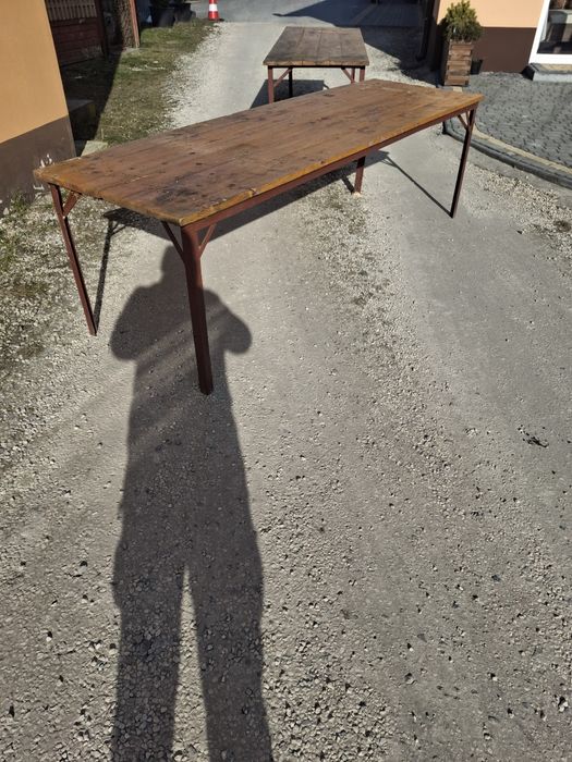 Stół 300x100 blat drewniany polakierowany nogi z kontownika