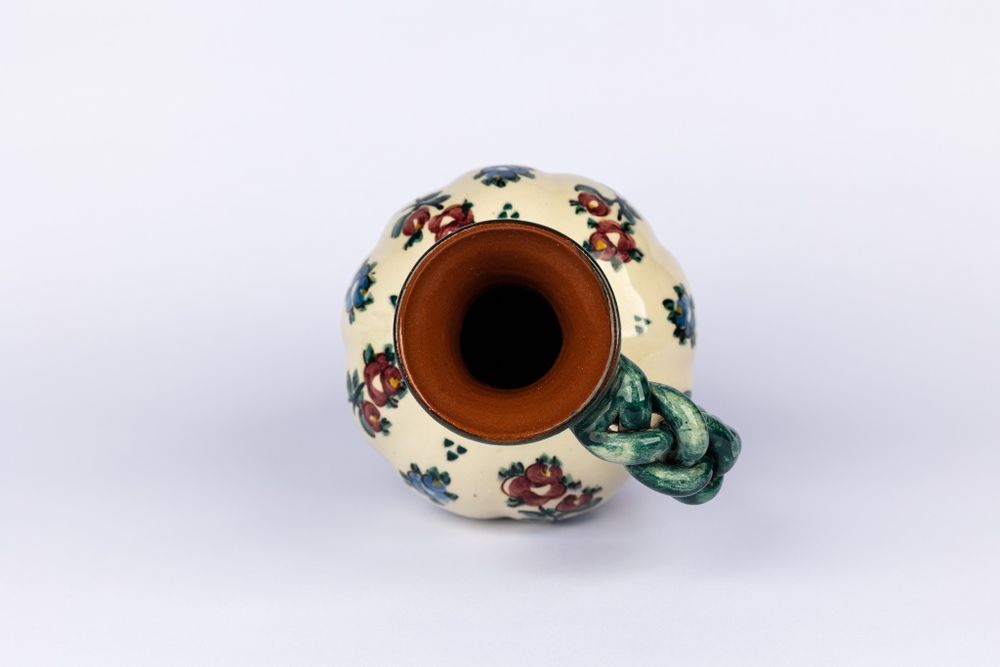 Ręcznie malowany ceramiczny dzban wazon vintage kwiatki