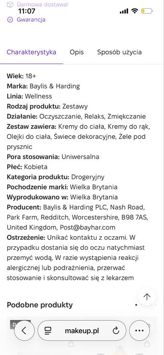 Baylis & Harding / Wellness Zestaw, 6 produktów