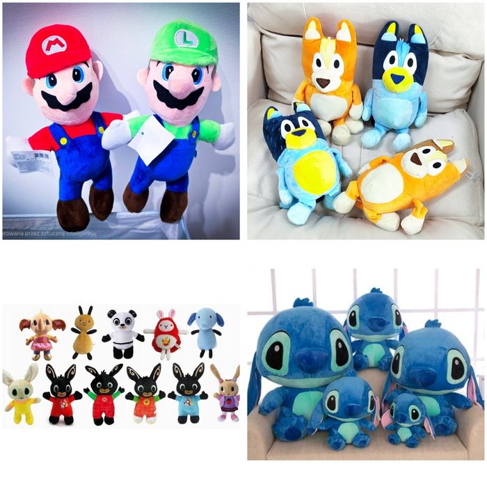 TANIE Klocki zabawki maskotki auta samochód breloki prezent na święta bluey bing mario Batman minecraft