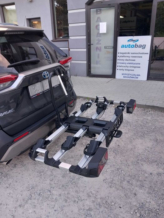 Solidny, składany bagażnik rowerowy na hak, platforma rowerowa Pro User FG 3  Silver