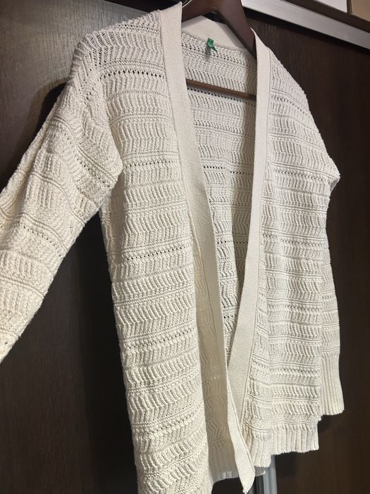 Sweter Benetton- uni- fajny ażurowy kardigan-unikat!