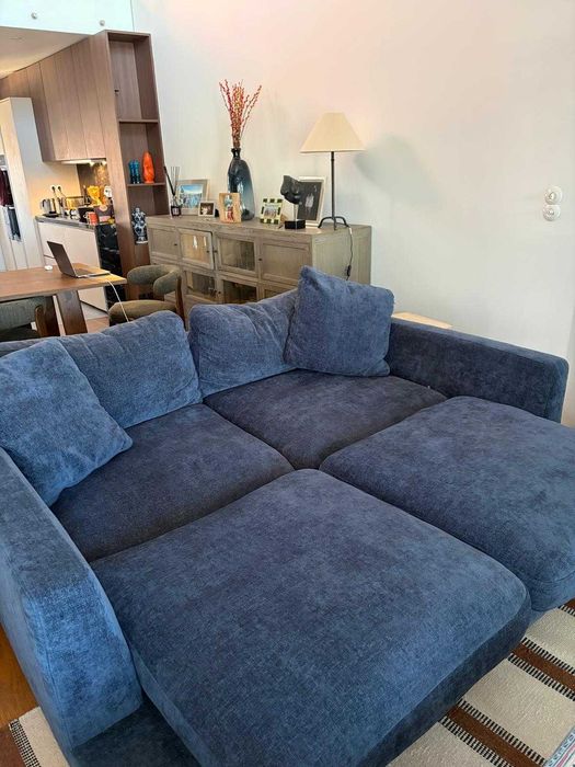 Kave Home Sofa Chaise Azul
