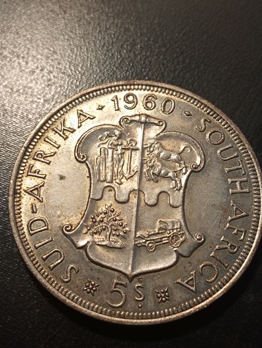 5 shillings 1960 -50º Aniversário União Sul Africana -A. do Sul -Prata
