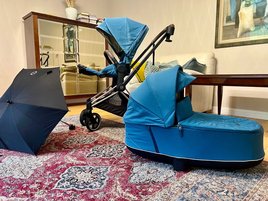 Cybex Priam, stelaż Gold Rose, tapicerka blue mountain