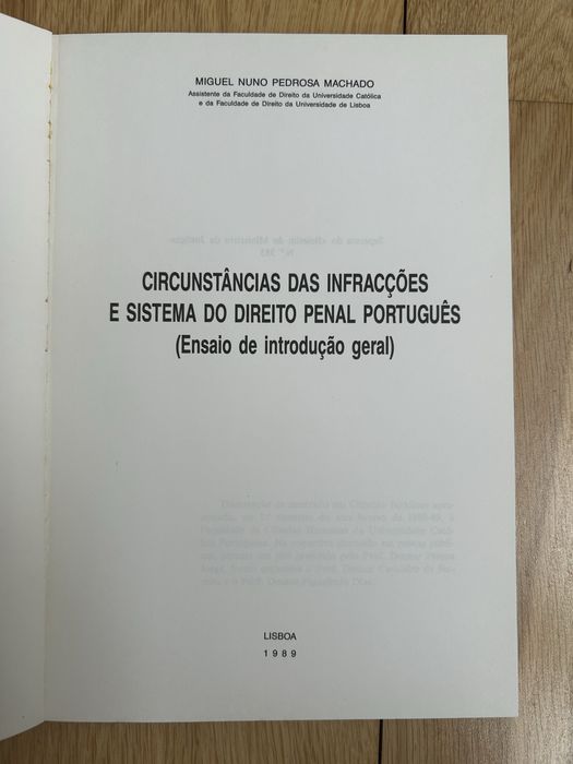 Circunstâncias das Infraçoes  e Sistema do Direito  Penal Português