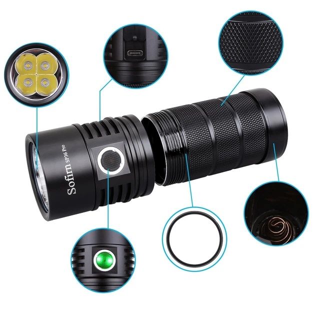 Sofirn SP36PRO 8000Люмен, 423м, USB Type-C, комплект з АКБ 3*18650