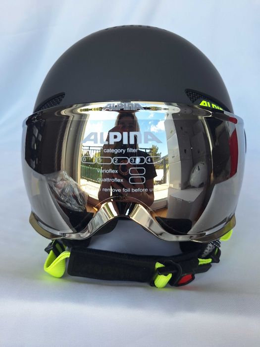 Kask narciarski Alpina Zupo Visor Q-Lite Charcoal Neon Matt S 51-55cm