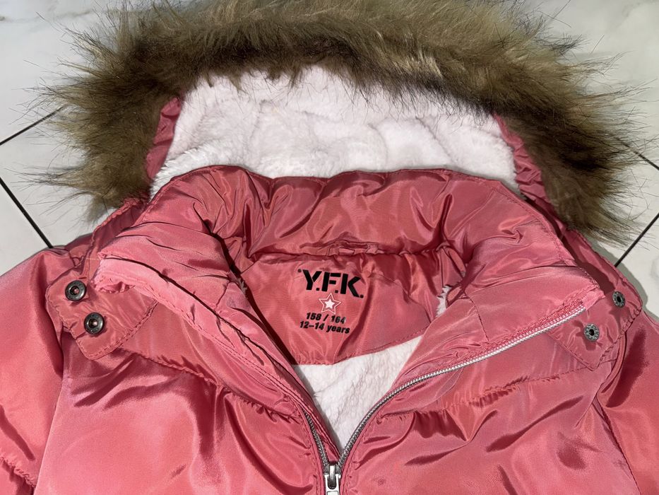 Пудровая розовая зимняя куртка пальто пуховик Y.F.K 12-13-14 (152-164)