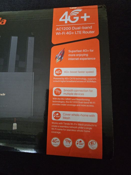 Tenda 4G08 - Router 4G+ cartão Sim, WiFi de Banda Dupla AC1200 CAT6