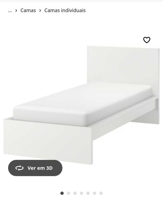 cama malm, branca, 90x200 cm