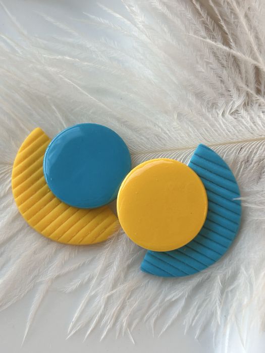 Kolczyki z glinki zolto-niebieskie