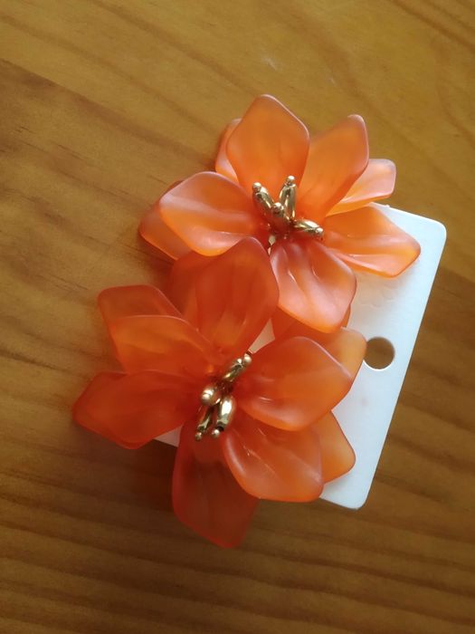 (NOVO, PORTES GRÁTIS) Brincos Daphné em Acrílico - Laranja