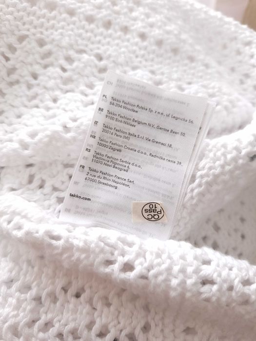 Sweter Damski Ażurowy Biały Bawełniany Narzutka