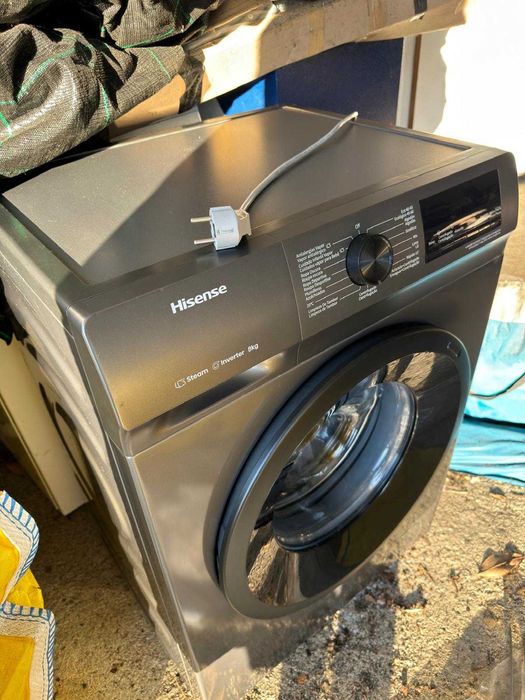 Hisense WFQP8014EVMT lavar a vapor, 8 kg, porta XL, Inox, Classe A