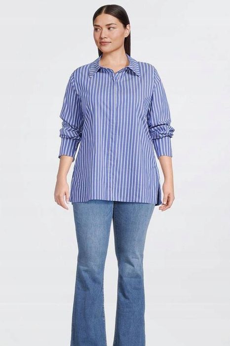 Karen Millen 46 3Xl Koszula Damska W Paski Poplin 100% Bawełna D2720