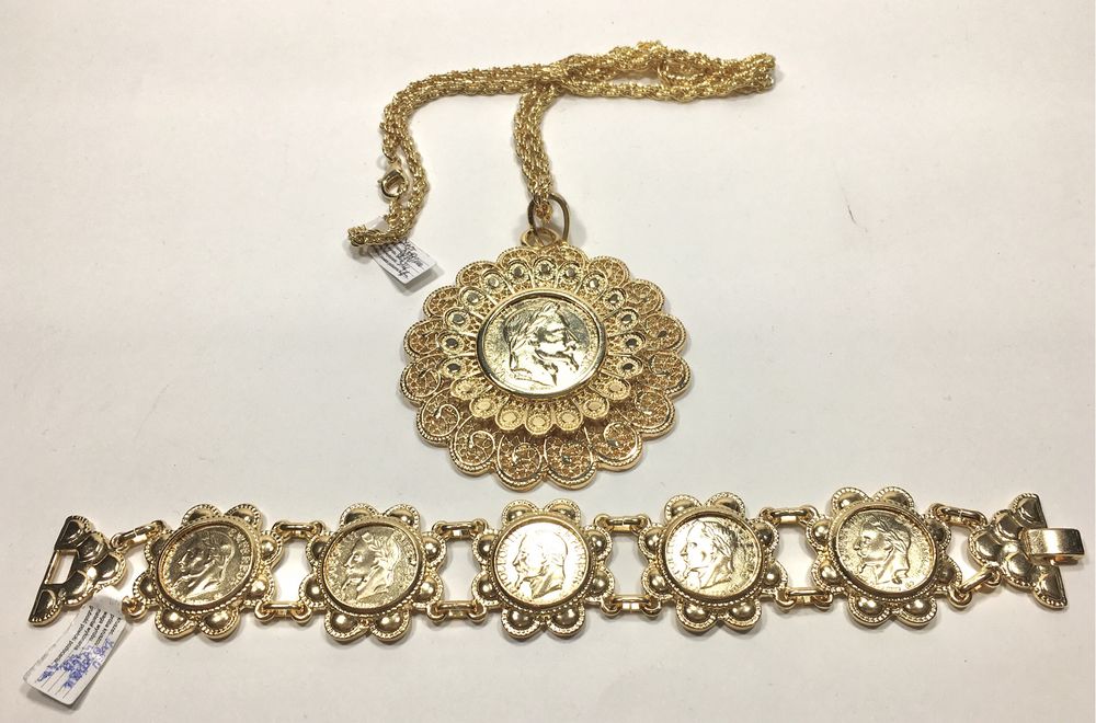 Złoty damski komplet FABERGÈ wybite próby 750•pozłacany ogniowo 18K