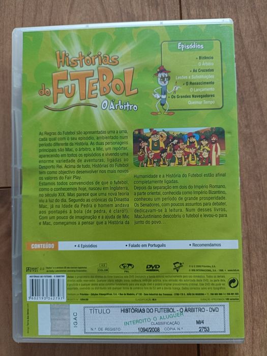 3 DVDs: Histórias do futebol: O Jogo; O Golo; O Árbitro