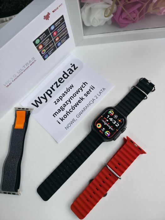 Smartwatch HK Ultra 3 AMOLED 2,12", połączenia, sport, – NOWY