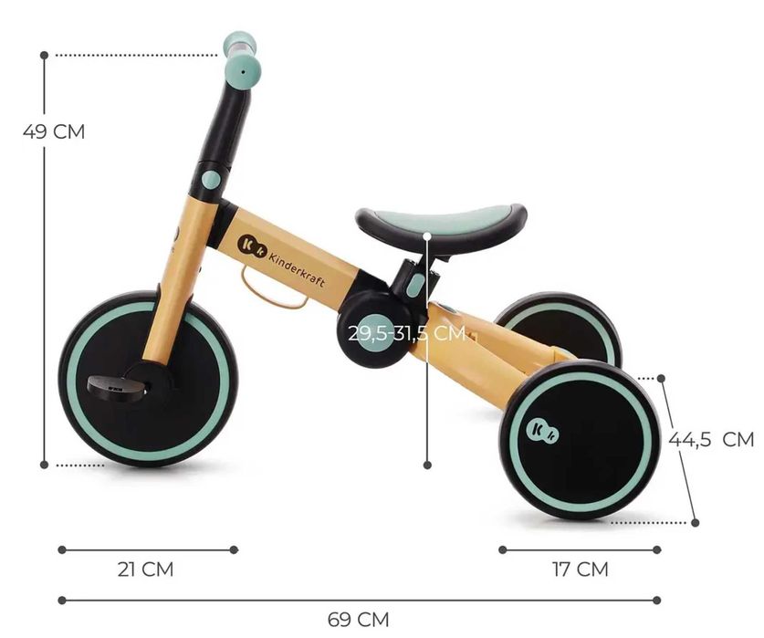Триколісний велосипед 3 в 1 Kinderkraft 4TRIKE Sunflower Blue