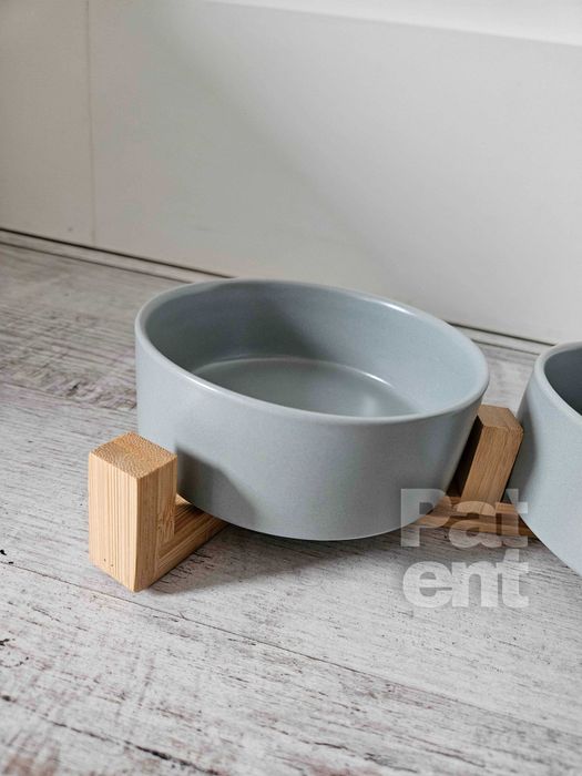 Miski ceramiczne dla psa kota zestaw 2 sztuki x 400 ml szare