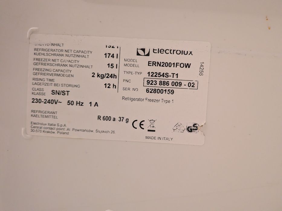 Lodówka do zabudowy Electrolux ERN2001FOW, wysokość 122 cm