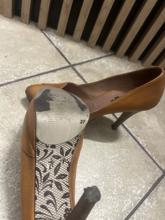 Buty na obcasie, Skóra naturalna, rozmiar 37, Senso, rudawe