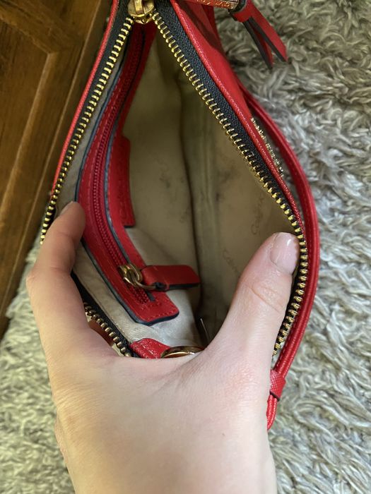 Torebka Calvin Klein mała czerowna na łańcuszku saffiano