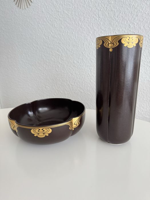 Rosenthal Bodil design 1970 brąz złoto wazon misa