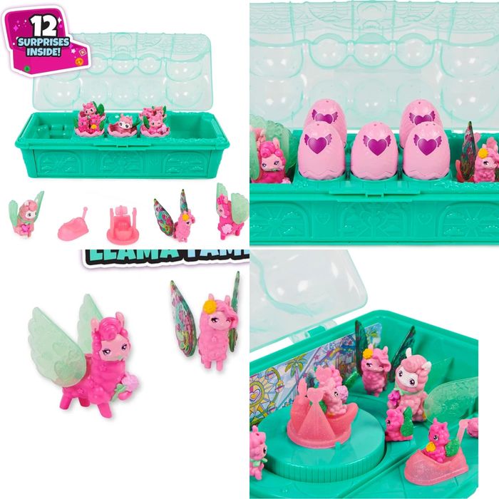 Хетчімалс Hatchimals Миготливі малюки, сімʼя лам, неонові , кошик