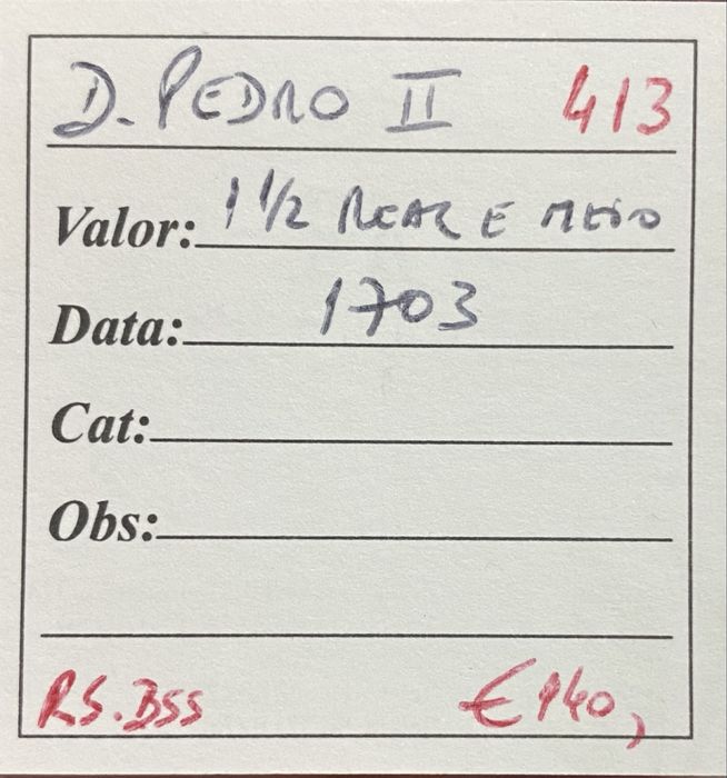 Moeda  413 - 1 1/2 Real e Meio D PEDRO II - 1703