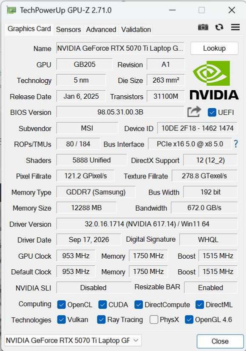 MSI Vector 16 HX AI | RTX 5070 Ti | Ultra 7 255HX | 32GB RAM