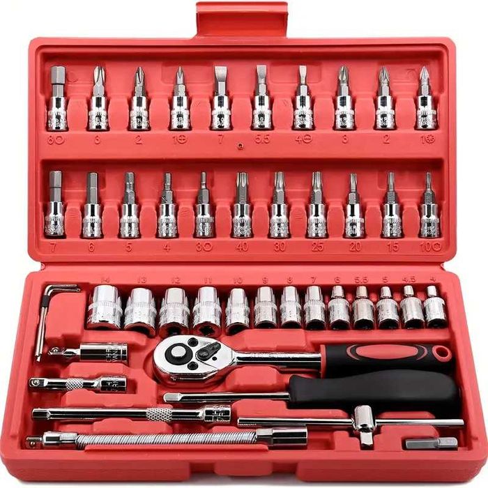 929 - KIT JOGO CHAVES 46 peças roquete aço carbono