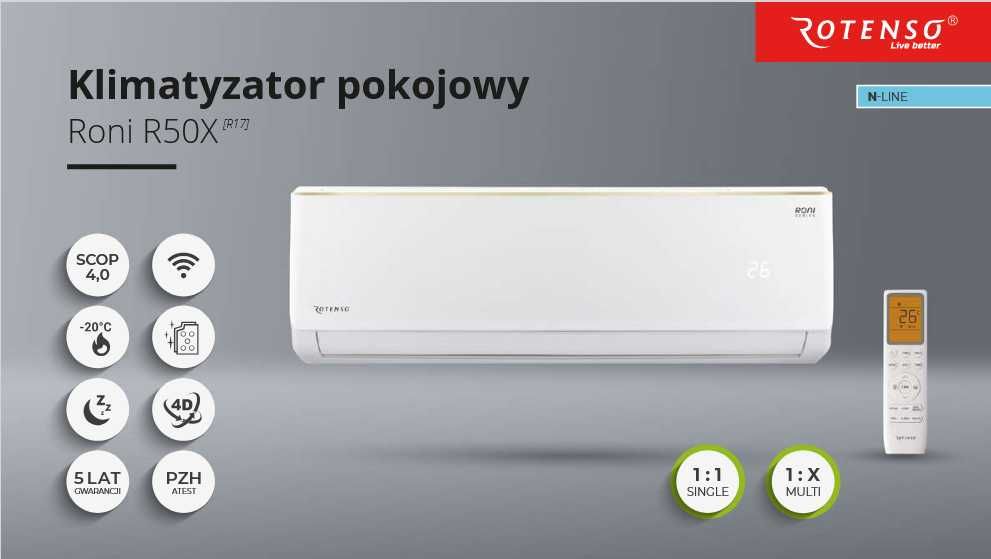 Klimatyzacja Rotenso Roni 5,1 kW, cena z montażem