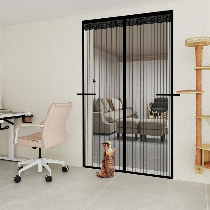 Moskitiera Magnetyczna na Drzwi Balkonowe Tarasowe Czarna 85 x 205 cm