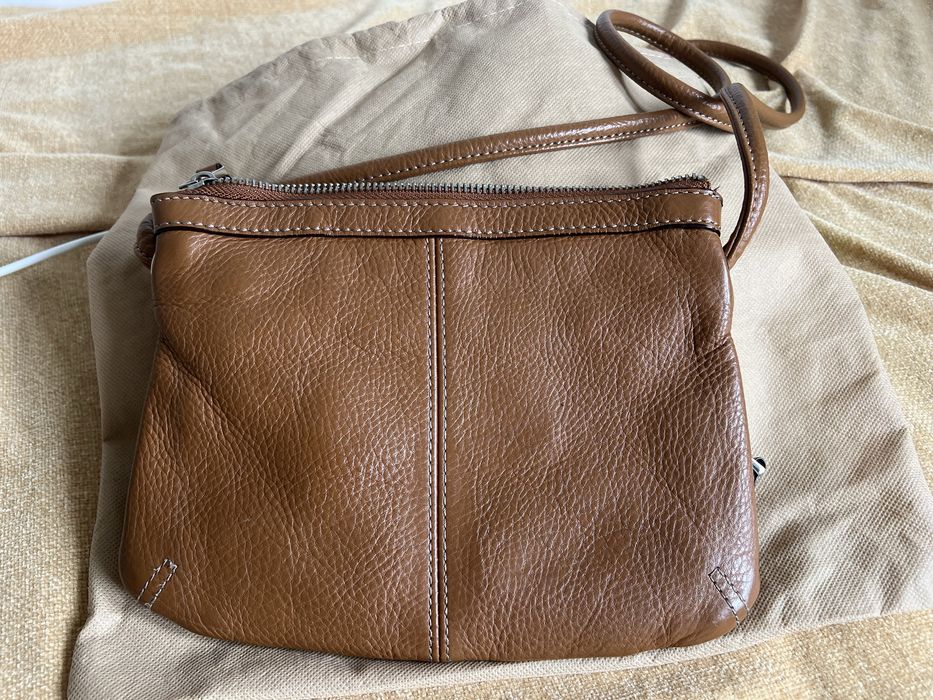 Tignanello nowa włoska mini torebka na ramię skóra karmel