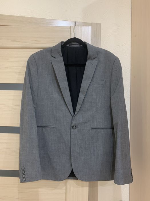 М-Л Мужской хлопковый серый пиджак asos чоловічий сірий піджак