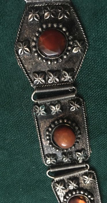 Vintage: bransoleta z kamieniami z okreu PRL, filigran