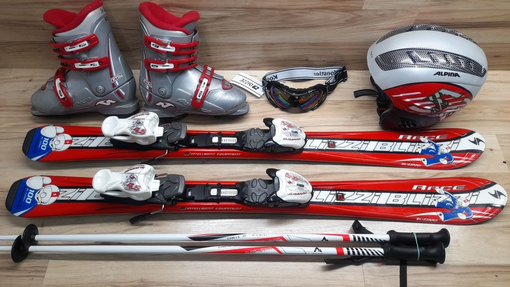 Narty 100cm BLIZZARD Buty 20.5cm/32 Kijki Kask Gogle