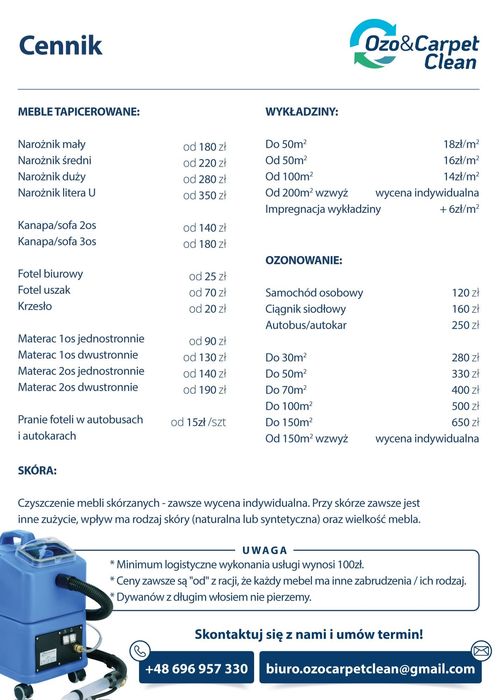 Pranie tapicerki meblowej- Ozo Carpet Clean